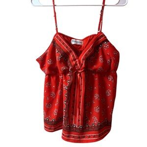 No Boundaries Vintage Inspired Babydoll Tank Top with red bandana paisley print
